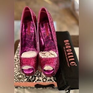 Bordello Sexy Hot Pink Sequin Heels- size 9